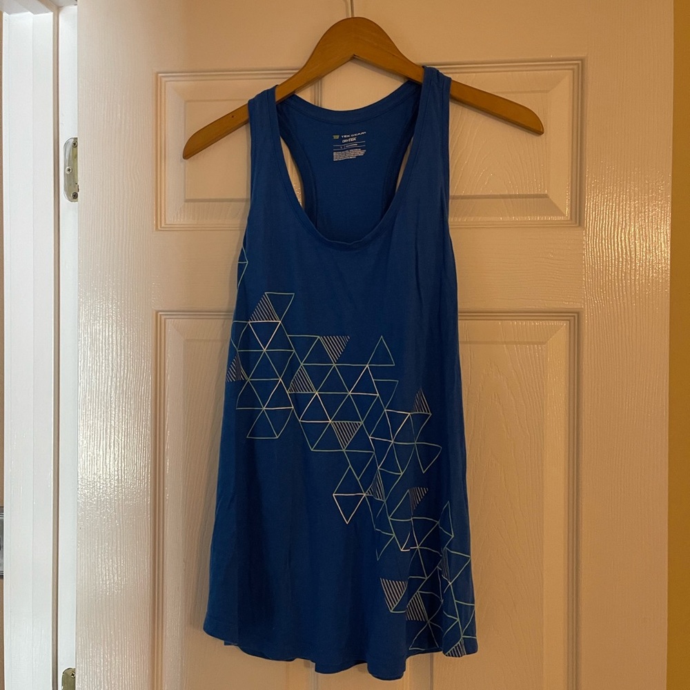 Tek Gear Blue Tank Top with Geometric Pattern